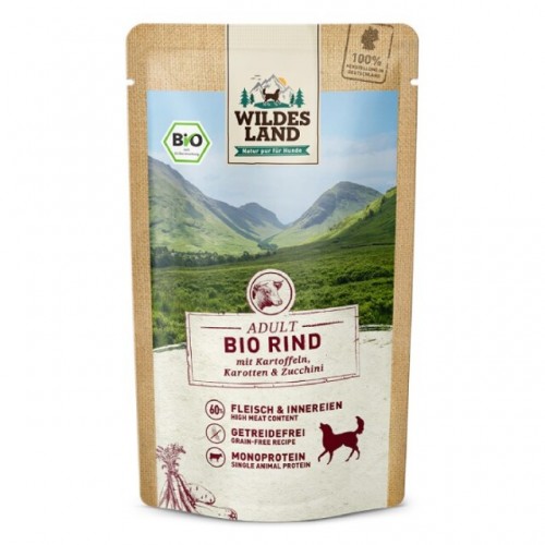 ワイルドランド]　Bio ビーフwithポテト ニンジン＆ズッキーニ入り　-ウェットフード パウチ 125g-