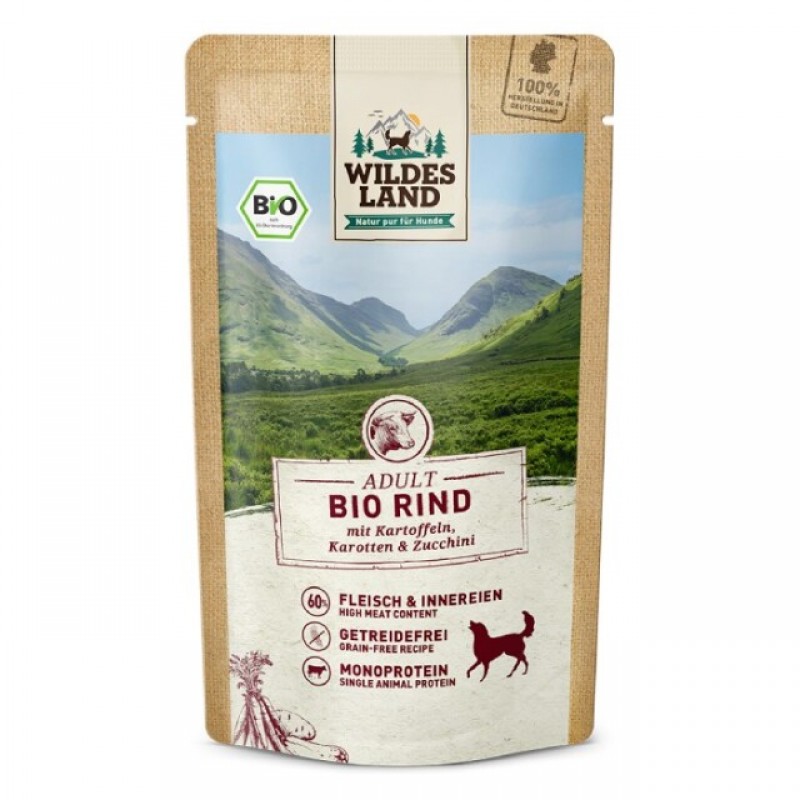 ワイルドランド]　Bio ビーフwithポテト ニンジン＆ズッキーニ入り　-ウェットフード パウチ 125g-